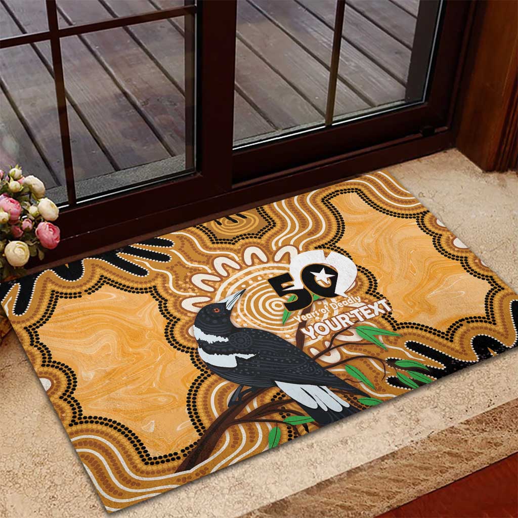Personalised Australia Magpie NAIDOC Week 2026 Rubber Doormat 50 Years of Deadly Aboriginal Art