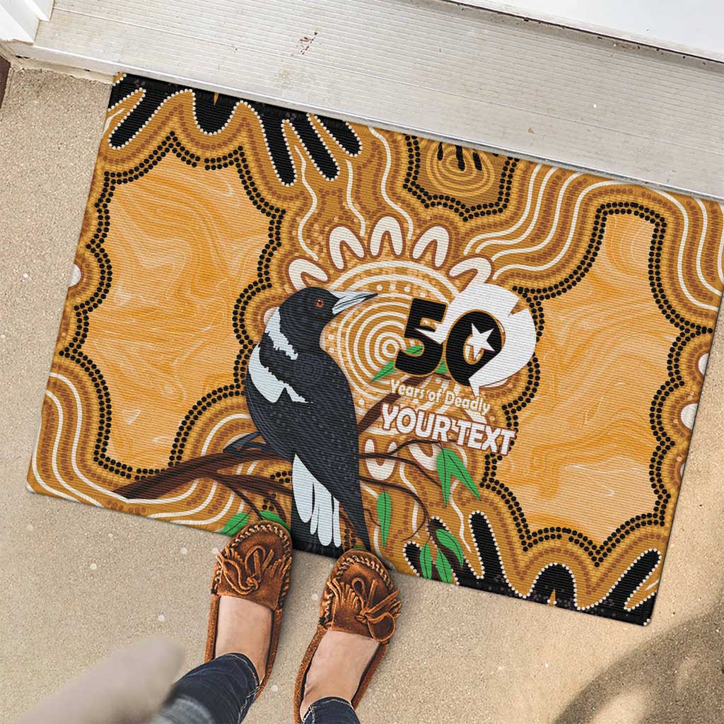 Personalised Australia Magpie NAIDOC Week 2026 Rubber Doormat 50 Years of Deadly Aboriginal Art