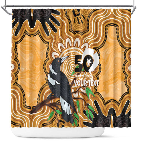 Personalised Australia Magpie NAIDOC Week 2026 Shower Curtain 50 Years of Deadly Aboriginal Art