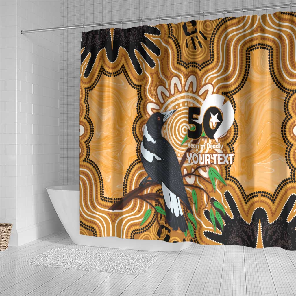 Personalised Australia Magpie NAIDOC Week 2026 Shower Curtain 50 Years of Deadly Aboriginal Art