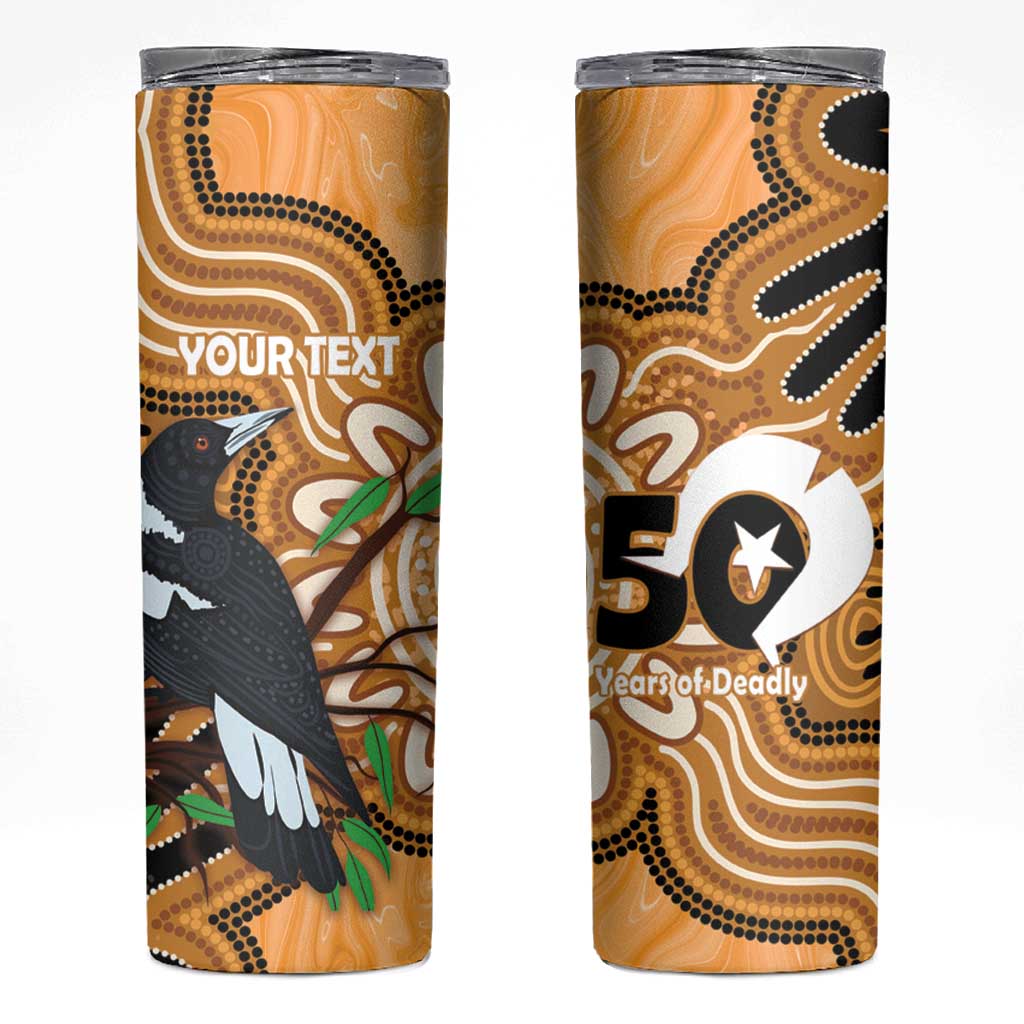 Personalised Australia Magpie NAIDOC Week 2026 Skinny Tumbler 50 Years of Deadly Aboriginal Art