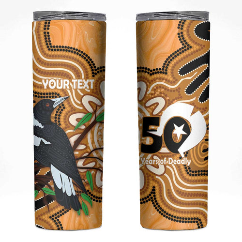 Personalised Australia Magpie NAIDOC Week 2026 Skinny Tumbler 50 Years of Deadly Aboriginal Art