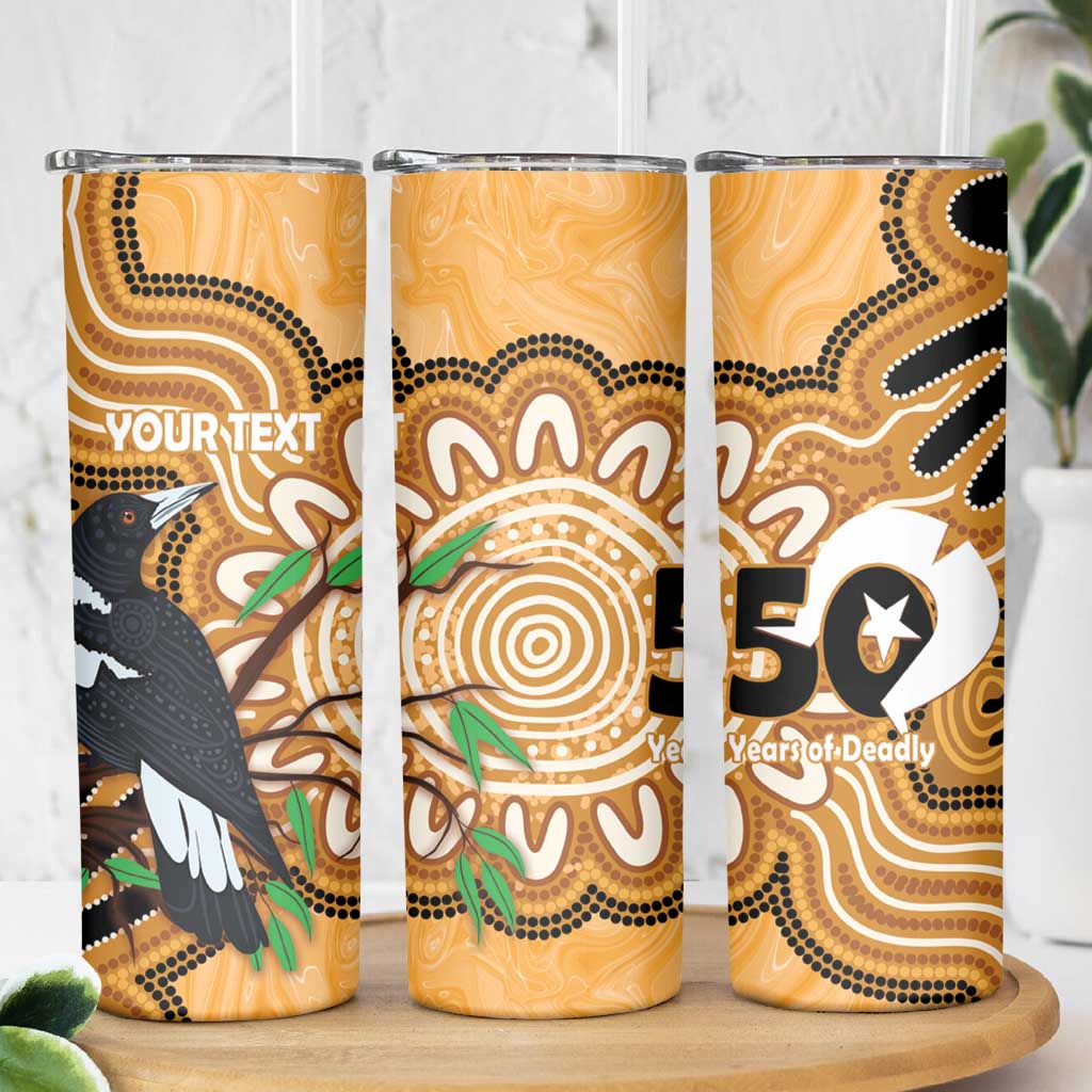Personalised Australia Magpie NAIDOC Week 2026 Skinny Tumbler 50 Years of Deadly Aboriginal Art