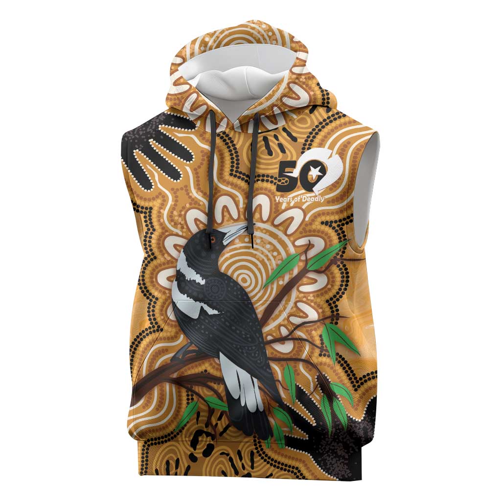 Personalised Australia Magpie NAIDOC Week 2026 Sleeveless Hoodie 50 Years of Deadly Aboriginal Art