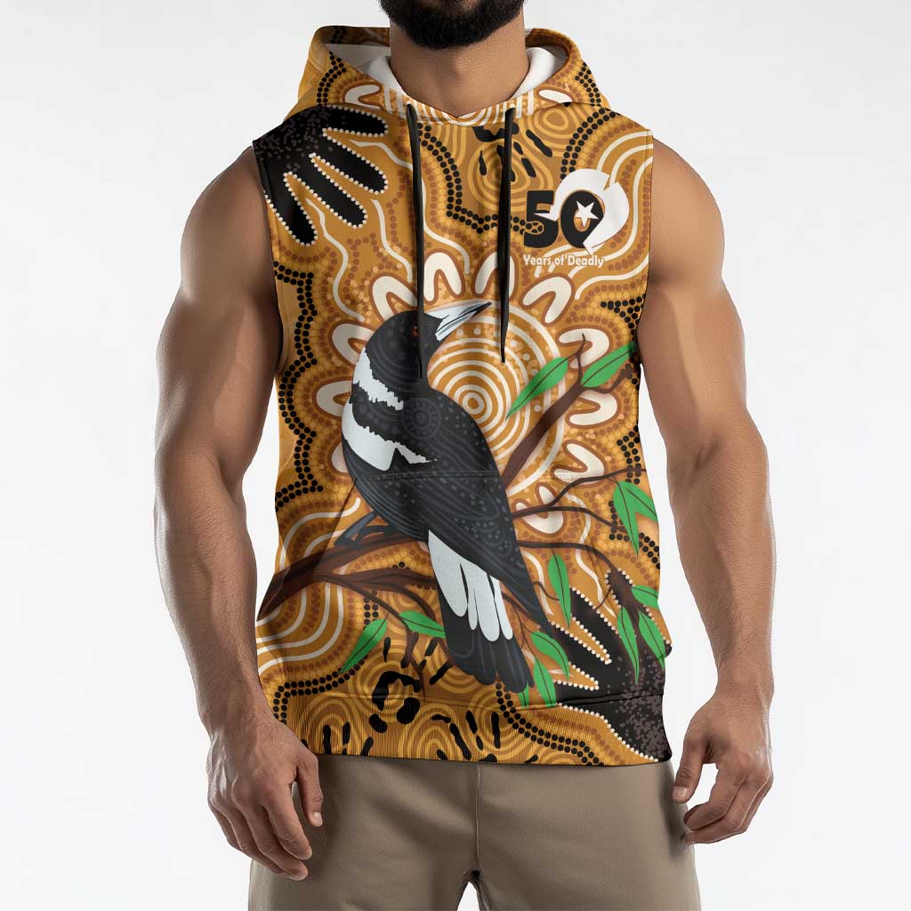 Personalised Australia Magpie NAIDOC Week 2026 Sleeveless Hoodie 50 Years of Deadly Aboriginal Art