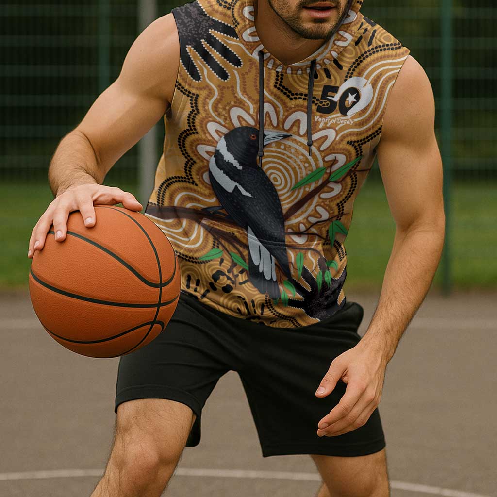 Personalised Australia Magpie NAIDOC Week 2026 Sleeveless Hoodie 50 Years of Deadly Aboriginal Art