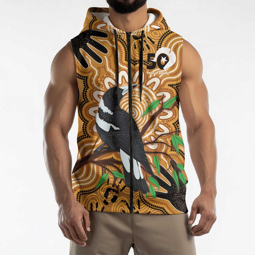 Personalised Australia Magpie NAIDOC Week 2026 Sleeveless Zip Hoodie 50 Years of Deadly Aboriginal Art