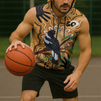Personalised Australia Magpie NAIDOC Week 2026 Sleeveless Zip Hoodie 50 Years of Deadly Aboriginal Art