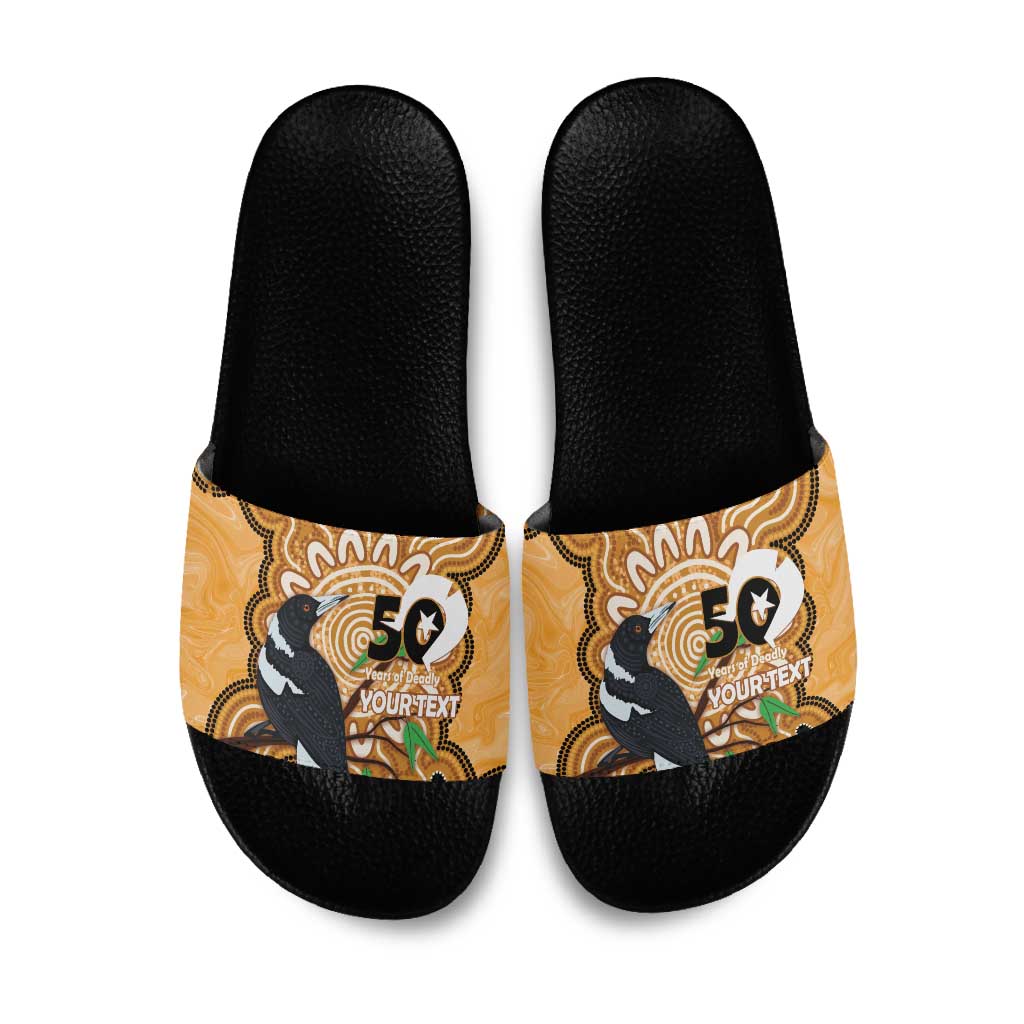 Personalised Australia Magpie NAIDOC Week 2026 Slide Sandals 50 Years of Deadly Aboriginal Art
