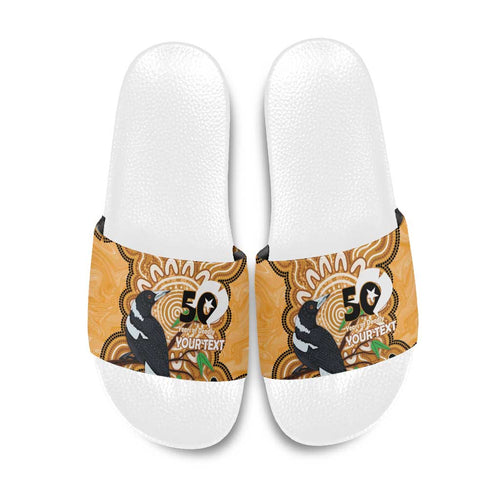 Personalised Australia Magpie NAIDOC Week 2026 Slide Sandals 50 Years of Deadly Aboriginal Art