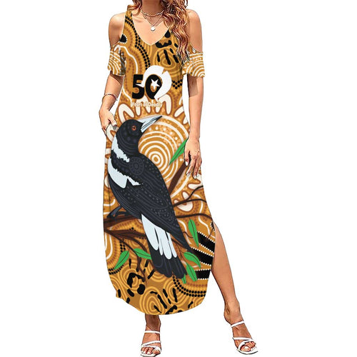 Personalised Australia Magpie NAIDOC Week 2026 Summer Maxi Dress 50 Years of Deadly Aboriginal Art