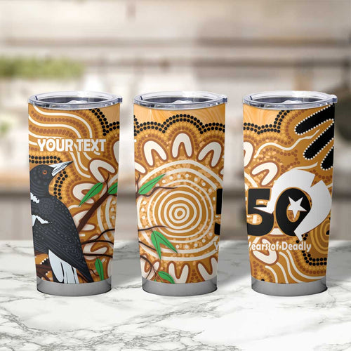 Personalised Australia Magpie NAIDOC Week 2026 Tumbler Cup 50 Years of Deadly Aboriginal Art