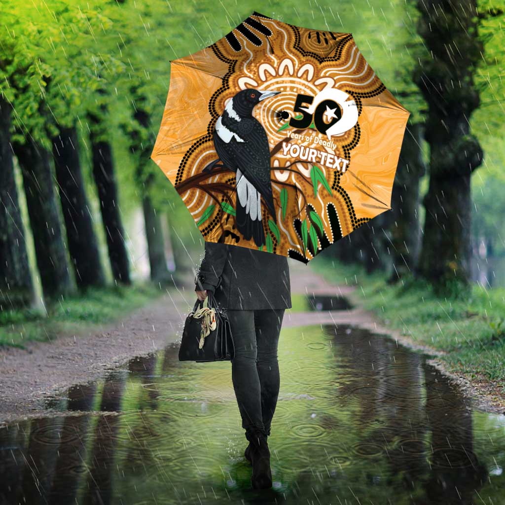 Personalised Australia Magpie NAIDOC Week 2026 Umbrella 50 Years of Deadly Aboriginal Art