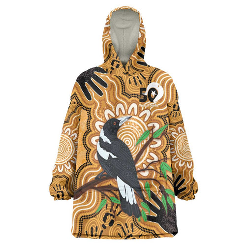 Personalised Australia Magpie NAIDOC Week 2026 Wearable Blanket Hoodie 50 Years of Deadly Aboriginal Art