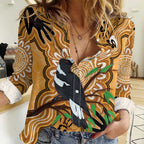 Personalised Australia Magpie NAIDOC Week 2026 Women Casual Shirt 50 Years of Deadly Aboriginal Art