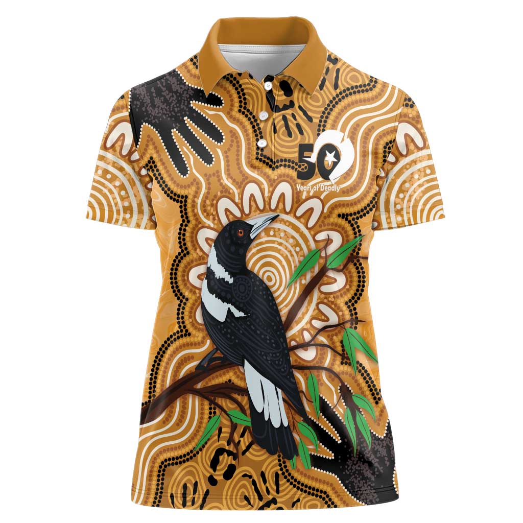 Personalised Australia Magpie NAIDOC Week 2026 Women Polo Shirt 50 Years of Deadly Aboriginal Art