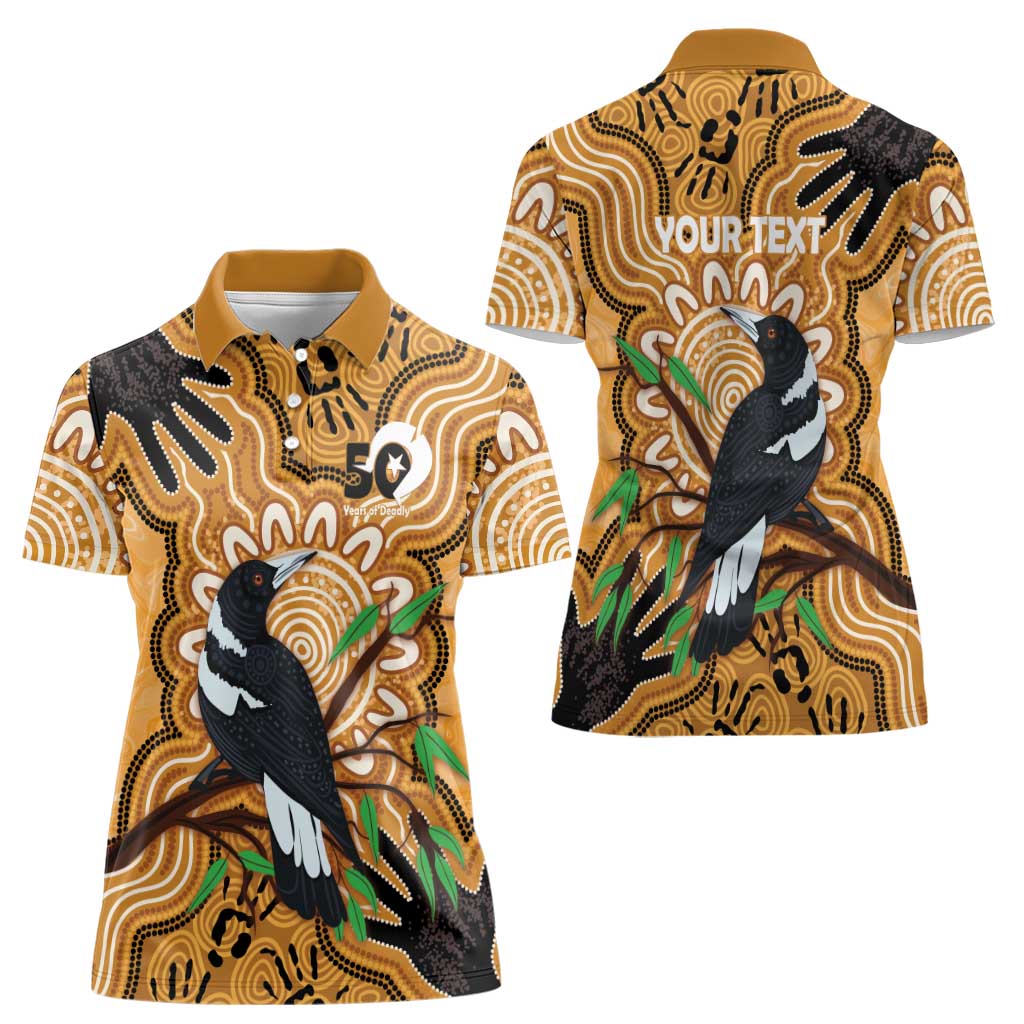 Personalised Australia Magpie NAIDOC Week 2026 Women Polo Shirt 50 Years of Deadly Aboriginal Art