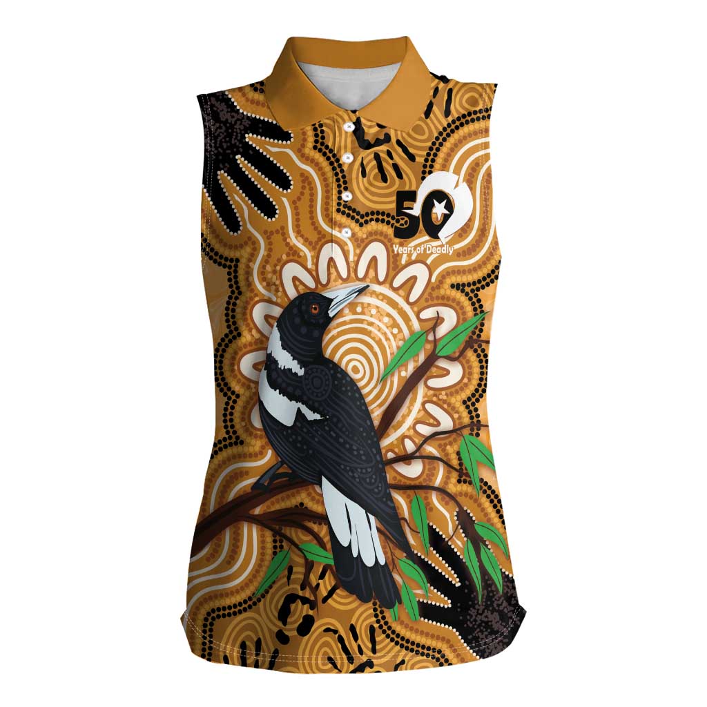 Personalised Australia Magpie NAIDOC Week 2026 Women Sleeveless Polo Shirt 50 Years of Deadly Aboriginal Art
