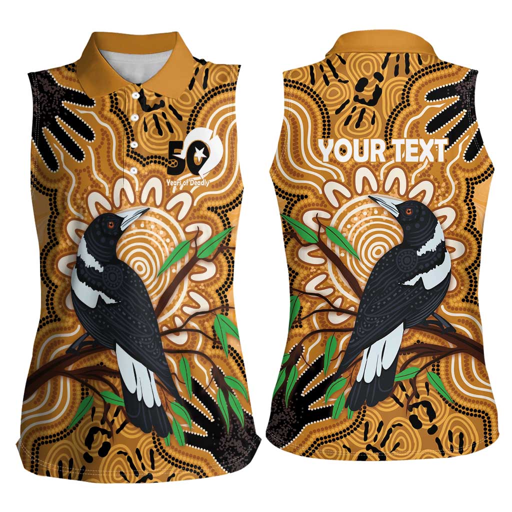 Personalised Australia Magpie NAIDOC Week 2026 Women Sleeveless Polo Shirt 50 Years of Deadly Aboriginal Art