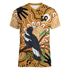 Personalised Australia Magpie NAIDOC Week 2026 Women V-Neck T-Shirt 50 Years of Deadly Aboriginal Art