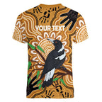 Personalised Australia Magpie NAIDOC Week 2026 Women V-Neck T-Shirt 50 Years of Deadly Aboriginal Art