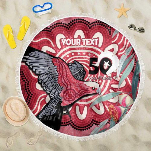 Personalised Australia Galah NAIDOC Week 2026 Beach Blanket 50 Years of Deadly Aboriginal Art