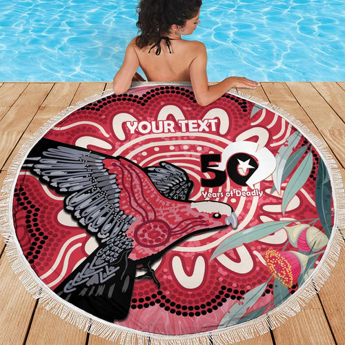 Personalised Australia Galah NAIDOC Week 2026 Beach Blanket 50 Years of Deadly Aboriginal Art