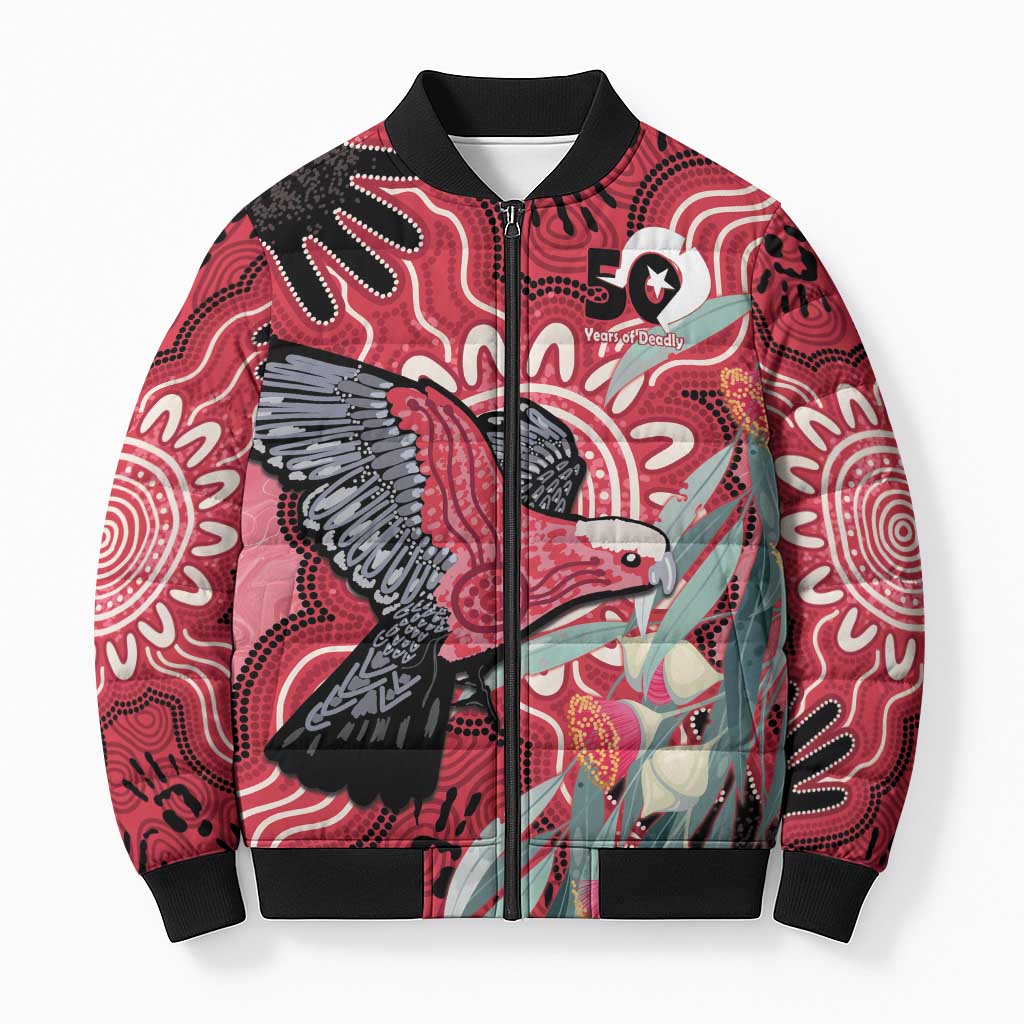 Personalised Australia Galah NAIDOC Week 2026 Bomber Puffer Jacket 50 Years of Deadly Aboriginal Art