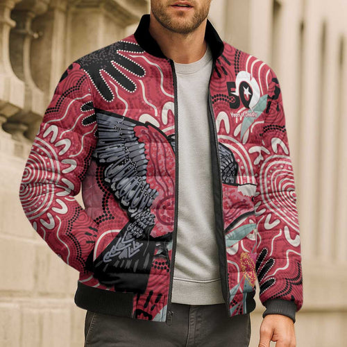 Personalised Australia Galah NAIDOC Week 2026 Bomber Puffer Jacket 50 Years of Deadly Aboriginal Art
