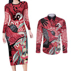 Personalised Australia Galah NAIDOC Week 2026 Couples Matching Long Sleeve Bodycon Dress and Long Sleeve Button Shirt 50 Years of Deadly Aboriginal Art