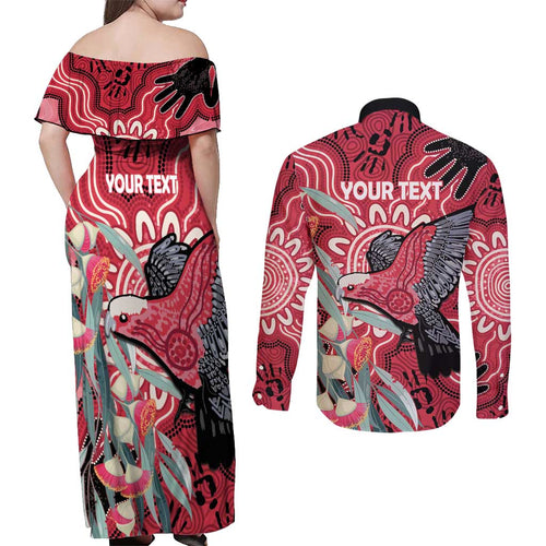 Personalised Australia Galah NAIDOC Week 2026 Couples Matching Off Shoulder Maxi Dress and Long Sleeve Button Shirt 50 Years of Deadly Aboriginal Art