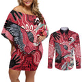 Personalised Australia Galah NAIDOC Week 2026 Couples Matching Off Shoulder Short Dress and Long Sleeve Button Shirt 50 Years of Deadly Aboriginal Art