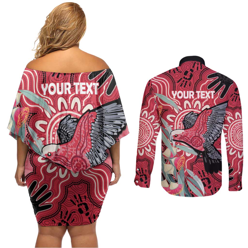 Personalised Australia Galah NAIDOC Week 2026 Couples Matching Off Shoulder Short Dress and Long Sleeve Button Shirt 50 Years of Deadly Aboriginal Art
