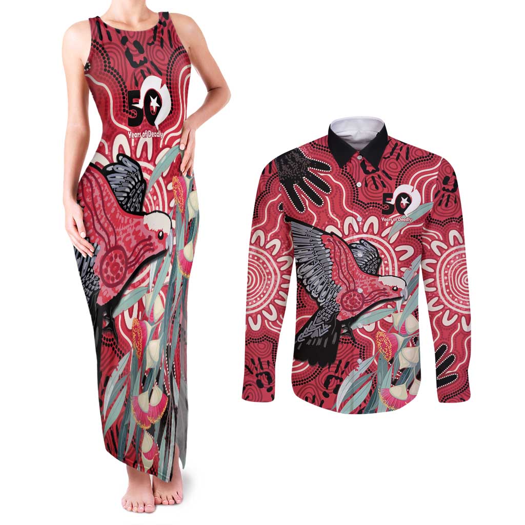 Personalised Australia Galah NAIDOC Week 2026 Couples Matching Tank Maxi Dress and Long Sleeve Button Shirt 50 Years of Deadly Aboriginal Art