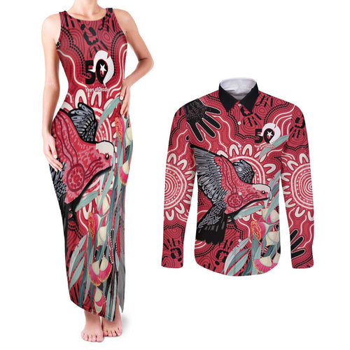 Personalised Australia Galah NAIDOC Week 2026 Couples Matching Tank Maxi Dress and Long Sleeve Button Shirt 50 Years of Deadly Aboriginal Art