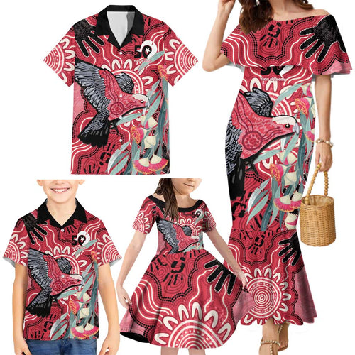 Personalised Australia Galah NAIDOC Week 2026 Family Matching Mermaid Dress and Hawaiian Shirt 50 Years of Deadly Aboriginal Art