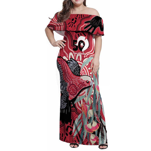 Personalised Australia Galah NAIDOC Week 2026 Family Matching Off Shoulder Maxi Dress and Hawaiian Shirt 50 Years of Deadly Aboriginal Art