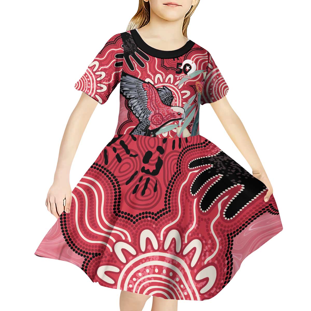 Personalised Australia Galah NAIDOC Week 2026 Kid Short Sleeve Dress 50 Years of Deadly Aboriginal Art
