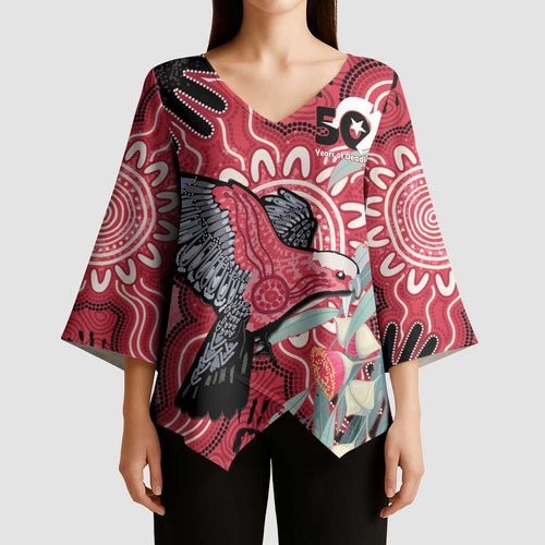 Personalised Australia Galah NAIDOC Week 2026 Kimono Sleeve Blouse 50 Years of Deadly Aboriginal Art