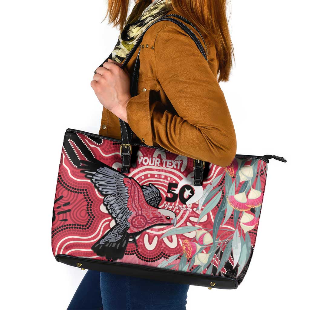 Personalised Australia Galah NAIDOC Week 2026 Leather Tote Bag 50 Years of Deadly Aboriginal Art