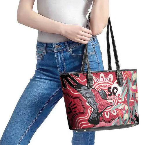 Personalised Australia Galah NAIDOC Week 2026 Leather Tote Bag 50 Years of Deadly Aboriginal Art