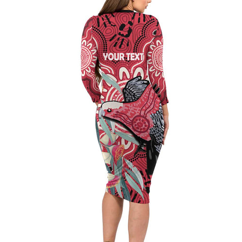 Personalised Australia Galah NAIDOC Week 2026 Long Sleeve Bodycon Dress 50 Years of Deadly Aboriginal Art