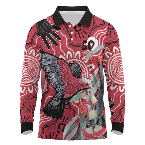 Personalised Australia Galah NAIDOC Week 2026 Long Sleeve Polo Shirt 50 Years of Deadly Aboriginal Art
