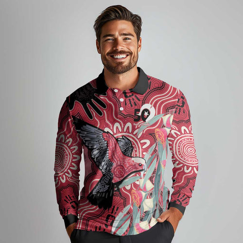Personalised Australia Galah NAIDOC Week 2026 Long Sleeve Polo Shirt 50 Years of Deadly Aboriginal Art