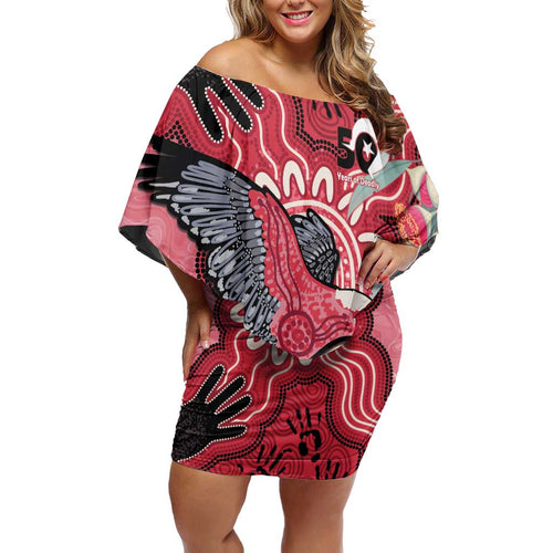 Personalised Australia Galah NAIDOC Week 2026 Off Shoulder Short Dress 50 Years of Deadly Aboriginal Art