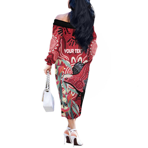Personalised Australia Galah NAIDOC Week 2026 Off The Shoulder Long Sleeve Dress 50 Years of Deadly Aboriginal Art