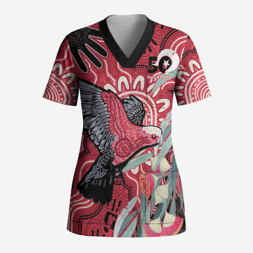 Personalised Australia Galah NAIDOC Week 2026 Scrub Top 50 Years of Deadly Aboriginal Art