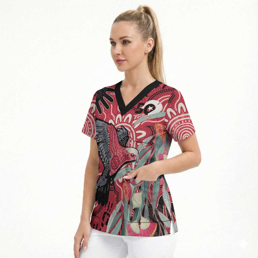 Personalised Australia Galah NAIDOC Week 2026 Scrub Top 50 Years of Deadly Aboriginal Art