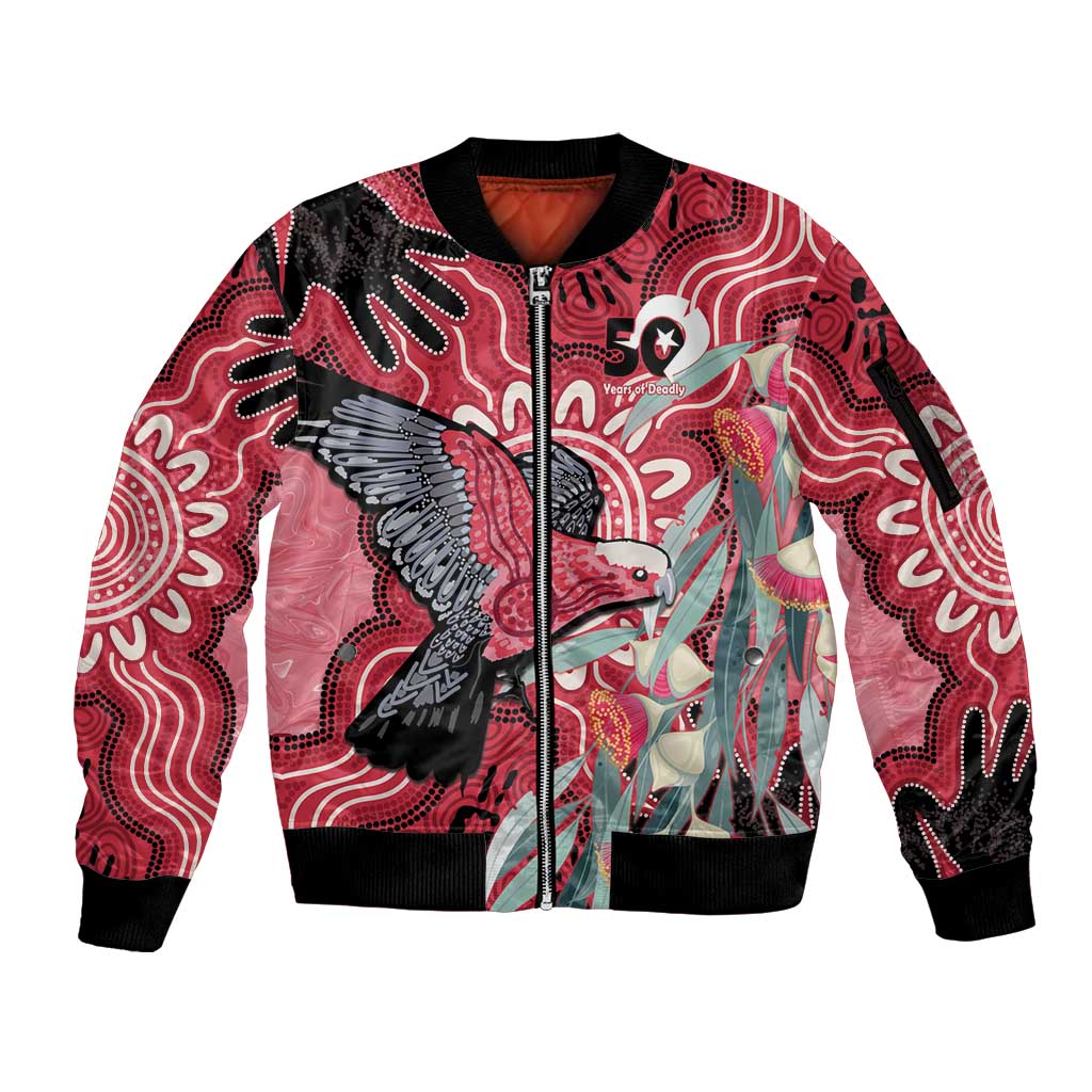 Personalised Australia Galah NAIDOC Week 2026 Sleeve Zip Bomber Jacket 50 Years of Deadly Aboriginal Art