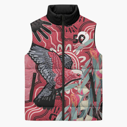 Personalised Australia Galah NAIDOC Week 2026 Sleeveless Puffer Jacket 50 Years of Deadly Aboriginal Art